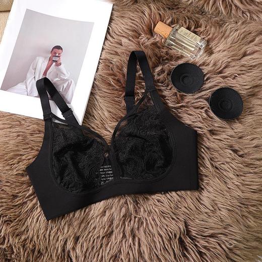 【性感Bra❗法式蕾丝水晶杯内衣】可拆卸乳胶贴设计，侧翼加高处理侧收副乳，无钢圈聚拢量子芯片文胸收副乳胸罩抹胸女QQ 商品图8