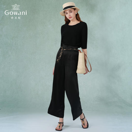 【两色可选】乔万尼冰丝打底针织衫女薄款小香风设计感圆领夏款中袖EI2M812 商品图8