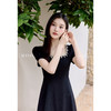 鹿向南「缱绻海风」黑色短袖连衣裙2025夏装新款时尚收腰长裙女 商品缩略图0