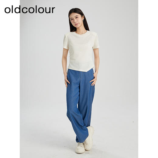 oldcolour夏季新款纯色简约百搭通勤休闲短袖套头上衣女Q280107A1 商品图3