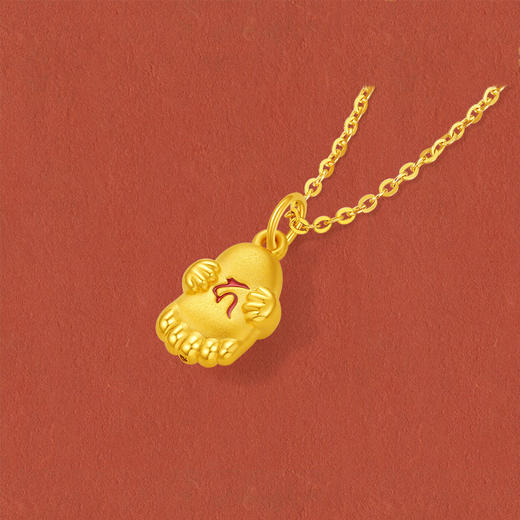周六福黄金吊坠女款5d硬金定价九华山系列吉祥佛脚好运贴贴礼物 商品图3