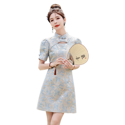新中式改良旗袍裙2025夏季新款小个子盘扣风日常短袖连衣裙HMG2828 商品图4