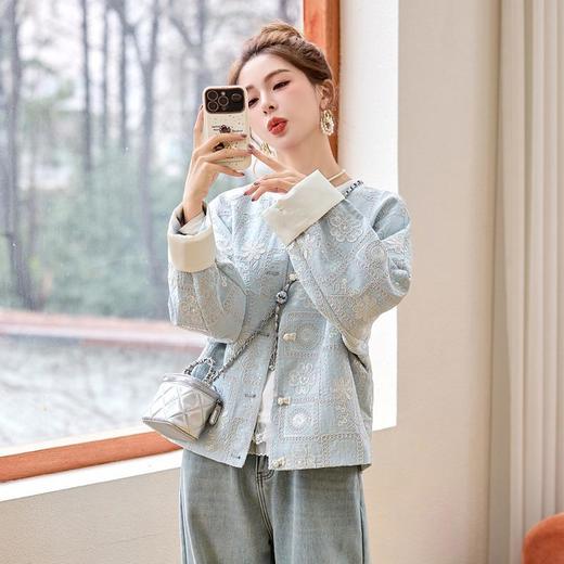 新中式棉麻刺绣外套，国风小个子宽松气质百搭上衣HR-YDYX9307 商品图0