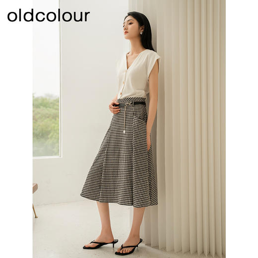 oldcolour夏季新款气质优雅时尚通勤V领无袖短外套女HQ220503A1 商品图2