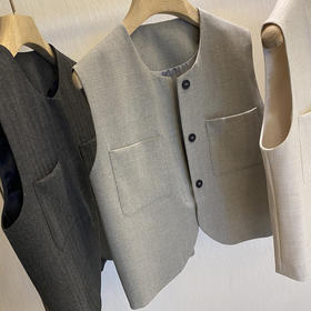 丁摩 绝！！搭什么look都是正经的TH~~爆通勤宽松圆领无袖西装马甲女春5ZF-3040