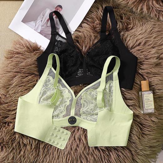 【性感Bra❗法式蕾丝水晶杯内衣】可拆卸乳胶贴设计，侧翼加高处理侧收副乳，无钢圈聚拢量子芯片文胸收副乳胸罩抹胸女QQ 商品图4