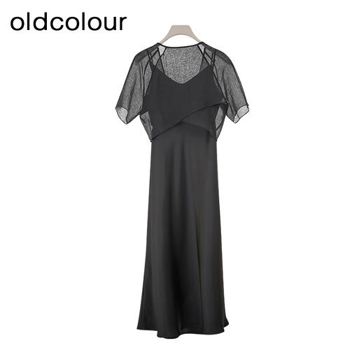 oldcolour夏季新款优雅气质设计感简约吊带连衣裙两件套女Q221016A1 商品图4