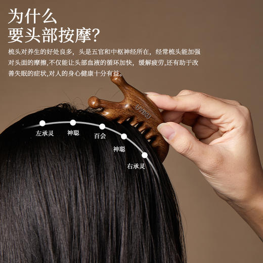 【古法黄金檀木按摩器梳子】天然黄金檀木❗️疏通经络、养发护发、缓解疲劳!! 商品图1