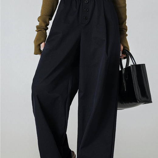 顺丰包邮40750洛诗琳春季新款设计感拼接阔腿休闲裤女25233 商品图1