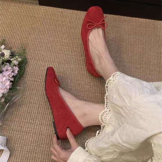 【灵动且浪漫 慵懒且知性】凯撒KAISER法式蝴蝶结复古方头芭蕾舞蹈鞋 舒适好穿  养眼百搭 八色可选（KS1208） 商品图4