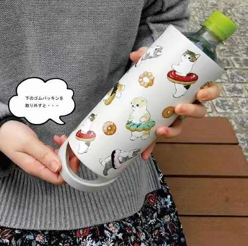 日本进口东亚金属53-2049mofusand彩色不锈钢杯 580ml甜甜圈猫 商品图3