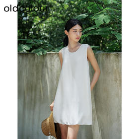 oldcolour夏季新款设计感小众简约气质宽松无袖连衣裙女Q251001A1