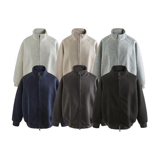 丁摩 春秋季美式复古立领开衫卫衣男女同款百搭上衣休闲拉链潮流外套5ZF-005 商品图4