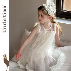 Littletime女童连衣裙夏季小女孩花朵儿童吊带裙纯棉无袖公主纱裙