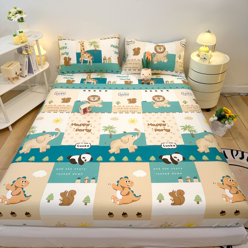 自然醒40支全棉纯棉床笠单件防尘罩床垫套儿童全包防滑固定席梦思保护套床罩三件套JY