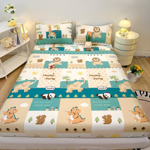 自然醒40支全棉纯棉床笠单件防尘罩床垫套儿童全包防滑固定席梦思保护套床罩三件套JY 商品图0