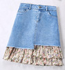 碎花荷叶边拼接牛仔A字裙短款MYX-HWM-A35-L 商品缩略图0