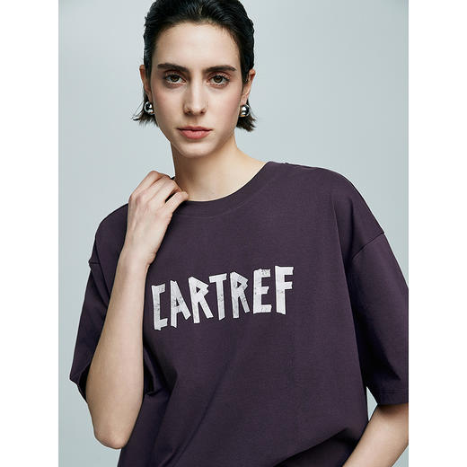 棉仓363601044-初棉艺术感美纹感字母印花美式短袖T恤 商品图2