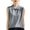 雀说精纺羊毛女装新宽松Polo衬衣领内搭打底无袖上衣针织背心AL406 商品缩略图4