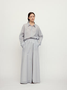 Ruohan 条纹丝绵抽褶半裙