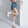 罗蒙夏季女士牛仔短裤高腰显瘦直筒卷边设计时尚休闲通勤短裤女 商品缩略图1