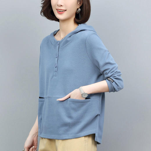 丁摩 卫衣女春秋小个子短款洋气减龄百搭休闲薄款大码连帽上衣5ZF-3315 商品图1