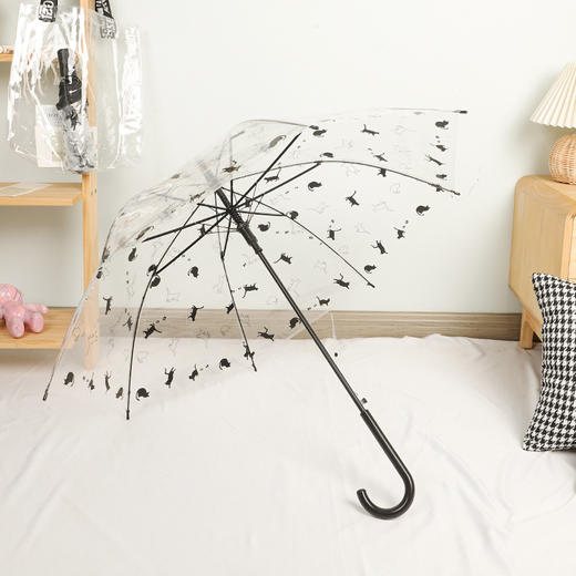 【萌宠陪伴！暖心守护】猫狗图案雨伞，强效拒水，全新视野，长久耐用。遇水360°遮挡，半自动开关，耐用双人携手、雨中便捷。现代时尚达人生活必备！ 商品图5