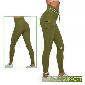 【限时秒】YOGACODE【火树银花系列】5D提拉蜜桃臀瑜伽裤女高腰提臀口袋工装健身长裤DWP115071