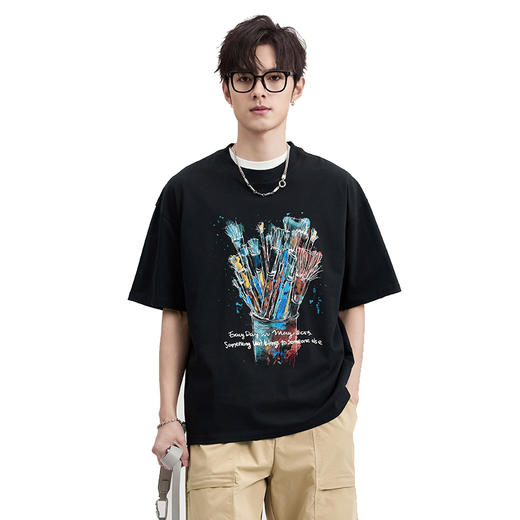 贝纳川夏季圆领大图案短袖T恤ECF114106 商品图1