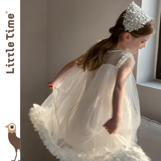 Littletime女童连衣裙夏季小女孩花朵儿童吊带裙纯棉无袖公主纱裙 商品图4