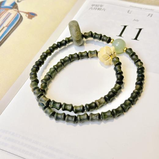 【敦煌莲花双圈绿檀木手串】中式国风串珠 绿檀双圈手串 敦煌福泽莲花 小众轻奢手串 商品图4