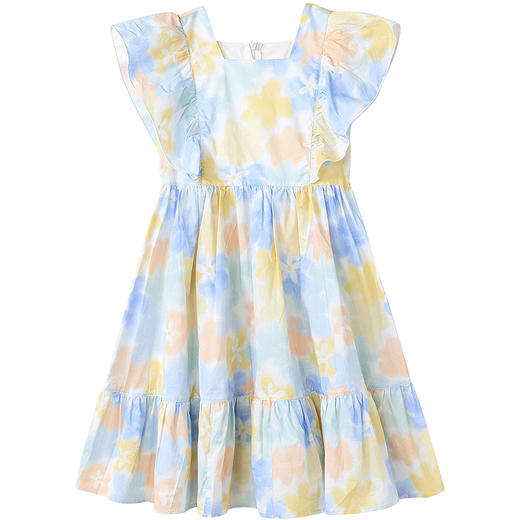 笛莎Deesha 童装女童连衣裙2025夏新款女童花版印花飞袖连衣裙 商品图4