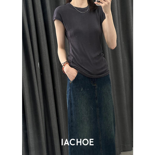 棉仓3431301006-IACHOE短袖坑条insT恤夏季 商品图3