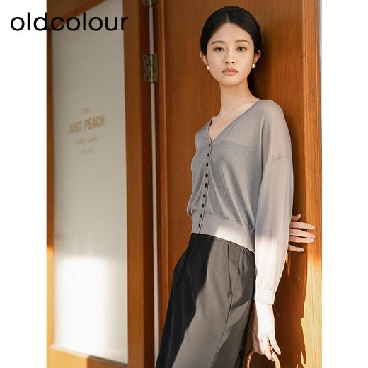 oldcolour夏季新款薄款气质时尚通勤V领上衣短外套女Q240501A1 商品图1