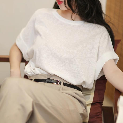 观偎C05C08麻感棉卷边短袖 100% 商品图2
