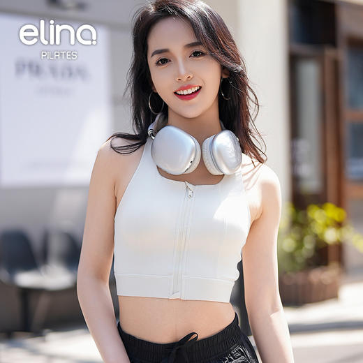 一恋•普拉提 2025春季新款前拉链高强度网纱跑步运动文胸弹扣设计防震瑜伽内衣QC5003 商品图8