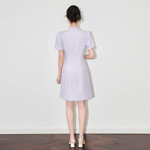 【高货wl】全新升级【铂金会员312/天猫419/差价107】(95558) 洛诗琳新中式端庄温婉国风立领斜襟肌理提花天丝连衣裙 商品图1