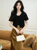 奢姿大码女装2025夏季减龄镂空V领时尚针织衫胖妹妹简约百搭上衣9652693806 商品缩略图4