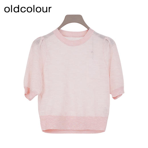 oldcolour夏季新款纯色时尚通勤简约宽松短款套头上衣女Q210505A1 商品图0