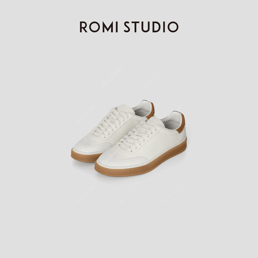 ROMI STUDIO“休闲漫步”小牛皮羊反绒拼色平底德训鞋 RWBLP31635 商品图0