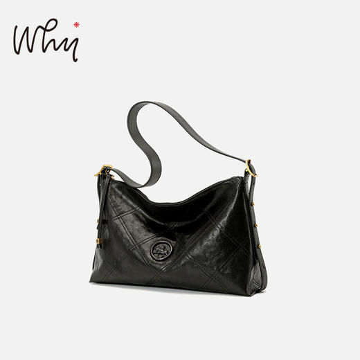 Why女包秋冬新款菱格hobo包轻奢复古大容量托特包美拉德风斜挎包YA5360 商品图5