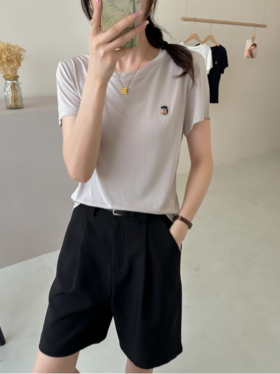 👏桑蚕丝圆领T恤，不要太好穿🌝【NECHEER柏奥玛夏季女士莫代尔桑蚕丝圆领T恤25901👍】 3色可选：黑色 白色 驼色