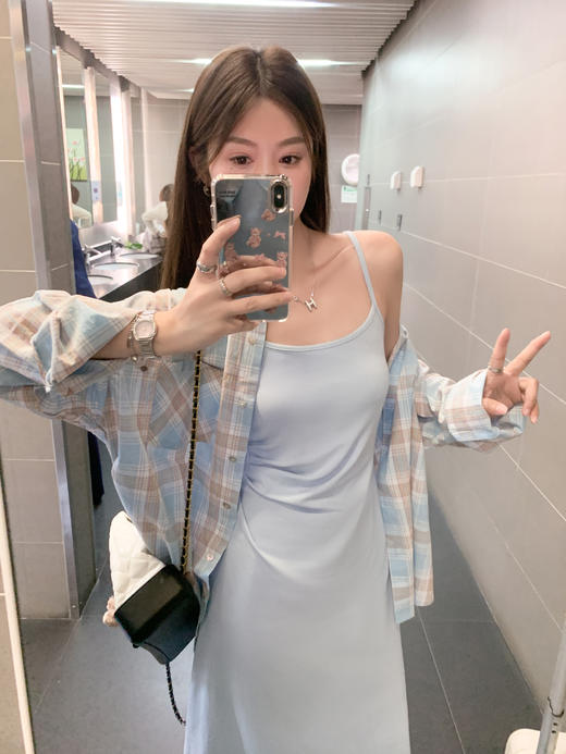 【169元任选2件】最后一波现货！蓝色吊带裙 蓝色格子衬衫 商品图5