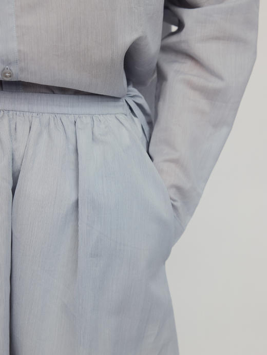 Ruohan 条纹丝绵抽褶半裙 商品图5