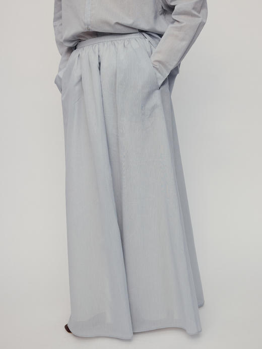 Ruohan 条纹丝绵抽褶半裙 商品图4