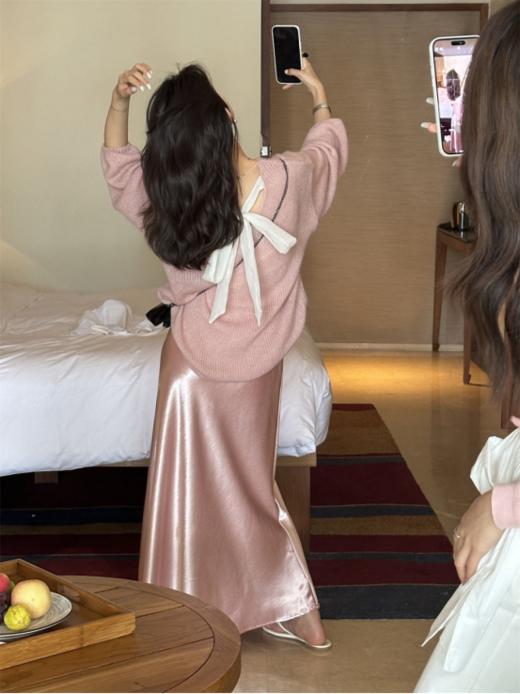 😘被邻居追着问的韩系针织衫💕【岚可可韩系后背蝴蝶结温柔气质针织衫👍】 🔥到底是谁还没有这件针织衫在手！！🌈上身真的太好看啦！！！ 商品图4