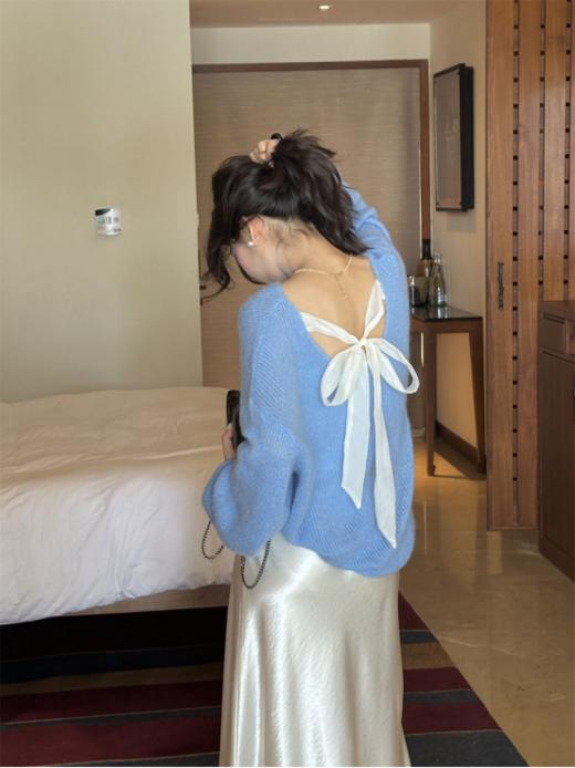 😘被邻居追着问的韩系针织衫💕【岚可可韩系后背蝴蝶结温柔气质针织衫👍】 🔥到底是谁还没有这件针织衫在手！！🌈上身真的太好看啦！！！ 商品图5