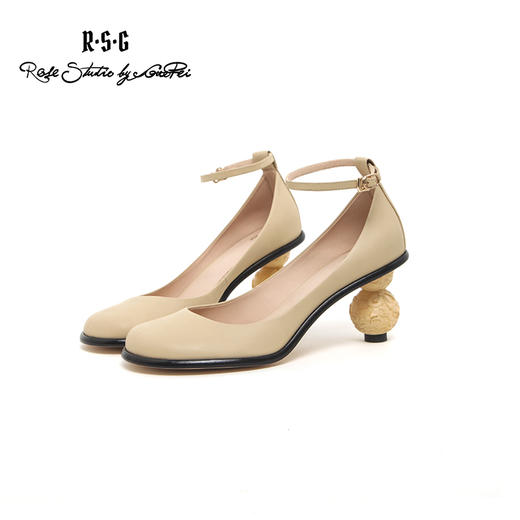 R.S.G郭培精品鞋履 蝴蝶结国风龙纹圆跟黑/裸色 商品图2