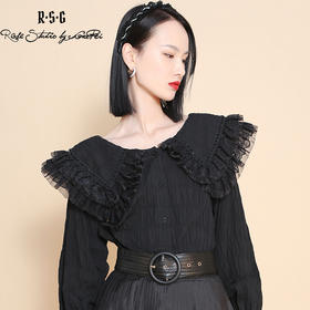 RSG郭培成衣品牌蕾丝领口钉珠装饰设计感纯棉衬衣女装