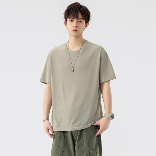【DSL】大依优型大码圆领短袖T恤夏季加肥加大肥佬休闲宽松透气弹力男装上衣潮款 商品图3